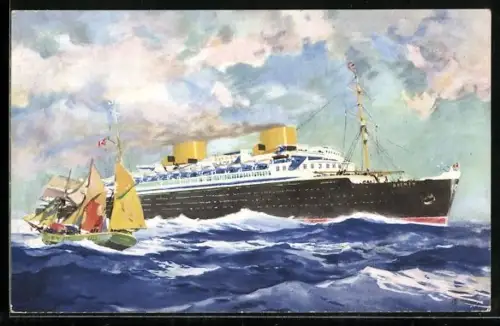 Künstler-AK Passagierschiff Bremen, Norddeutscher Lloyd Bremen