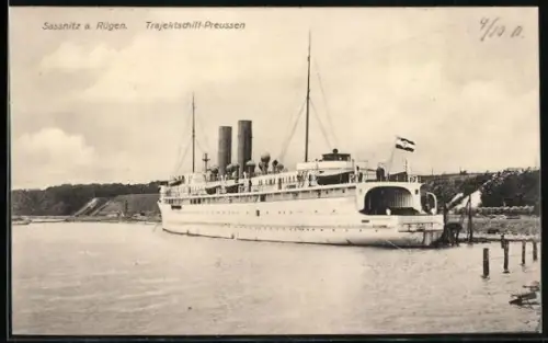 AK Sassnitz /Rügen, Trajektschif Preussen am Anleger, Fährschiff