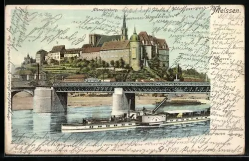 AK Meissen, Elbedampfer Meissen passiert die Albrechtsburg