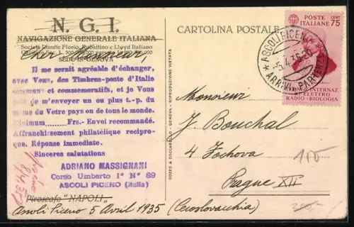 Künstler-AK Passagierschiff Napoli in voller Fahrt