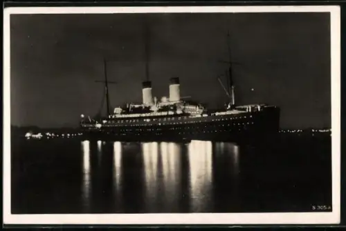 AK Zweischrauben-Motorschiff Monte Sarmiento bei Nacht, Passagierschiff