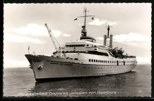 AK Cuxhaven, Passagierschiff Wappen von Hamburg in Bugansicht