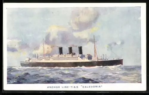 Künstler-AK Passagierschiff TSS Caledonia der Anchor Line