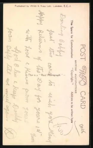 AK Kleiner Foxterrier unter einem Schirm, Geburtstagsgruss