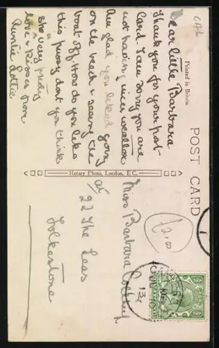 AK Katzenkind auf einem Korbgestell