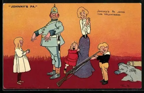 Künstler-AK Tom Browne: Johnny`s Pa Joins the Volunteers
