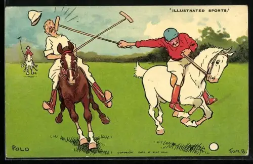 Künstler-AK Tom Browne: Illustrated Sports - Polo, Reitsport