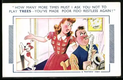 Künstler-AK Arnold Taylor: Frau schimpft mit ihrem saxophonspielenden Mann