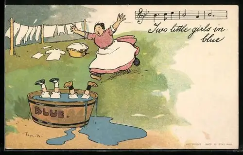 Künstler-AK Tom Browne: Lied: Iwo Little girls in blue