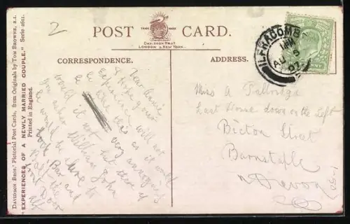 Künstler-AK Tom Browne: Polizist klingelt bei einem schlafenden Paar