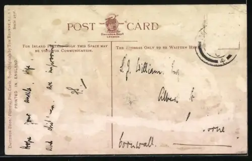 Künstler-AK Tom Browne: Vier Herren stossen am Esstisch an