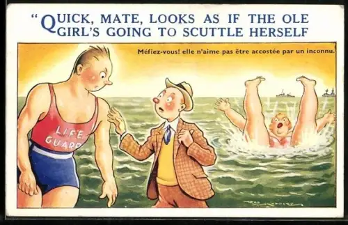 Künstler-AK Maurice: Bademeister ignoriert ertrinkende Frau