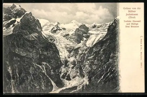 AK Stilfser Jochstrasse /Tirol, Trafoier Eiswand und Heilige Drei Brunnen