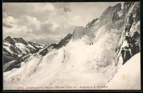 AK Jungfraubahn, Station Eismeer, Ausgang aus dem Gletscher
