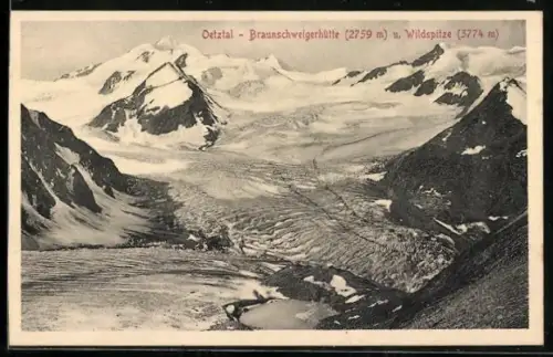 AK Braunschweigerhütte, Ansicht mit Wildspitze