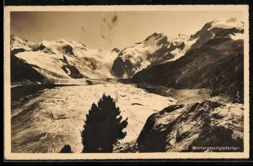 AK Morteratschgletscher und umliegende Berggipfel