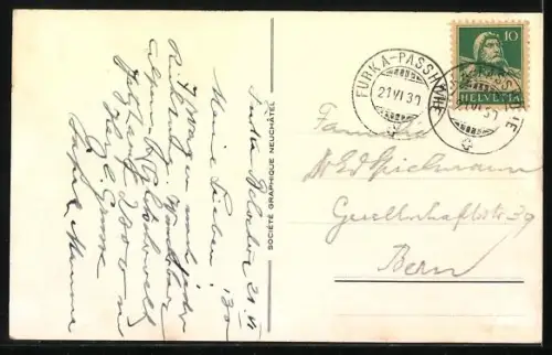 AK Gletsch und Rhonegletscher mit Lastkraftwagen