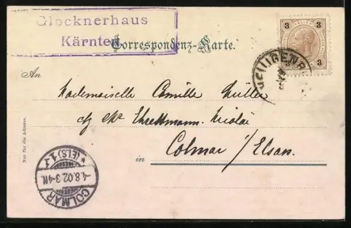 AK Franz Joseph`s Höhe mit Pasterzengletscher, Glockner und Johannisberg