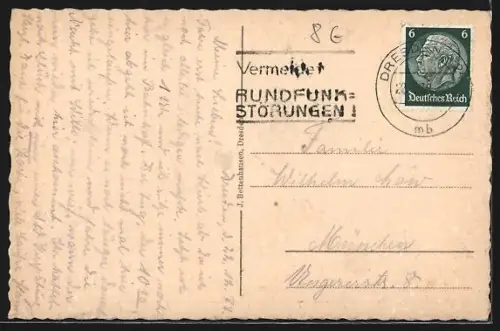 AK Dresden, Opernhaus aus der Vogelschau