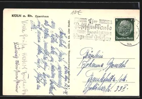 AK Köln-Neustadt, Blick zum Opernhaus mit Gaststätte