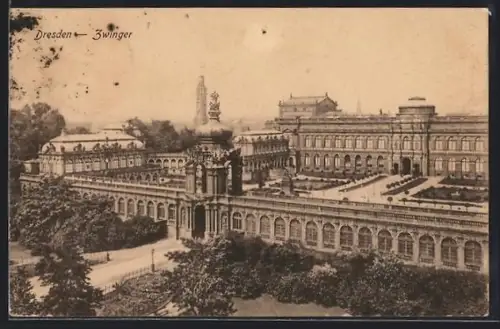 AK Dresden, Zwinger aus der Vogelschau