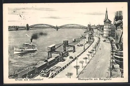 AK Düsseldorf /Rhein, Strassenpartie am Burgplatz