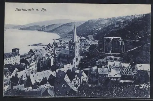 AK Bacharach am Rh., Ortsansicht aus der Vogelschau