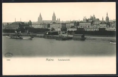 AK Mainz, Totalansicht vom Wasser aus