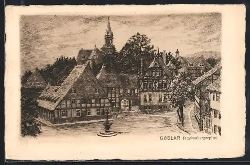 Künstler-AK Goslar, Frankenbergerplan aus der Vogelschau