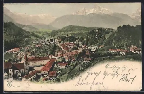 AK Berchtesgaden, Gesamtansicht mit Panorama