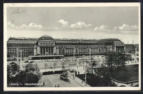 AK Leipzig, Hauptbahnhof mit Umgebung aus der Vogelschau, mit Kiosk