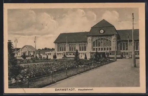 AK Darmstadt, Hauptbahnhof, Strassenbahn