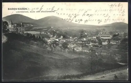AK Baden-Baden, Lichtenthal, Blick vom Cäcilienweg
