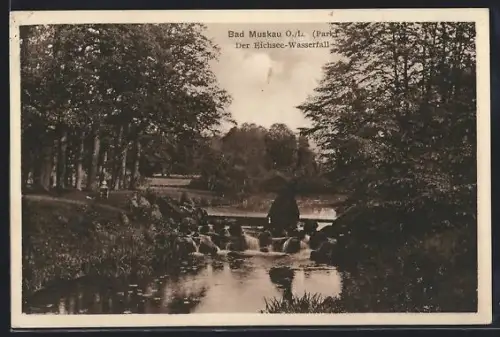 AK Bad Muskau, Der Eichsee-Wasserfall
