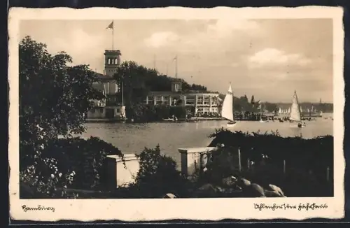 AK Hamburg, Uhlenhorster Fährhaus mit Segelbooten