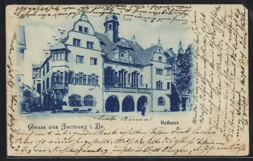 AK Freiburg i. Br., Partie am Rathaus