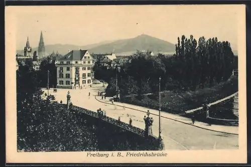 AK Freiburg i. B., Partie an der Friedrichsbrücke