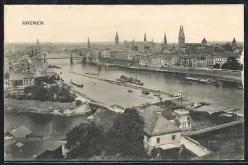AK Bremen, Teilansicht der Stadt