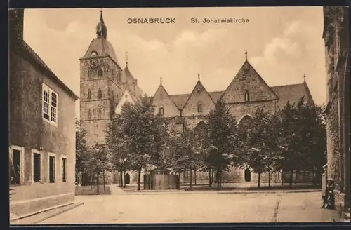 AK Osnabrück, St. Johanniskirche mit Grünanlagen