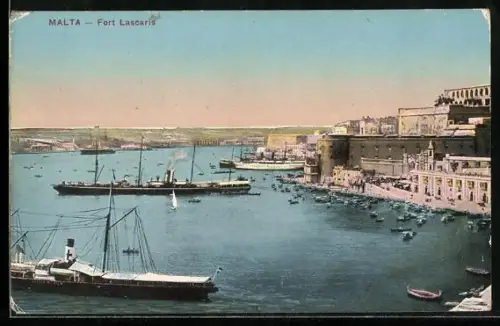 AK Fort Lascaris / Malta, Hafenbild