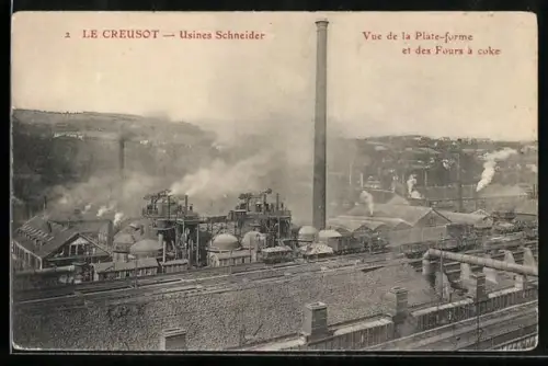 AK Le Creusot, Usines Schneider, Vue de la Plate-forme et des Fours à coke