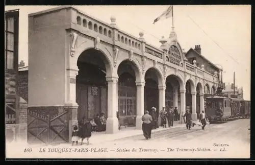 AK Paris-Plage, Station du Tramway, Strassenbahn