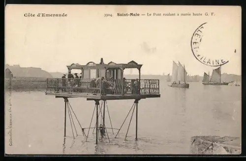 AK Saint-Malo, Wattfähre, Le Pont Roulant a Maree haute