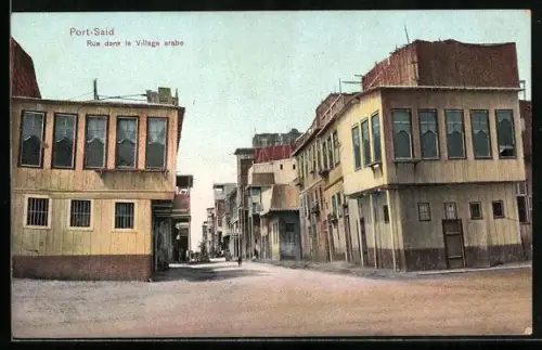 AK Port-Said, Rue dans le Village arabe, Strassenpartie