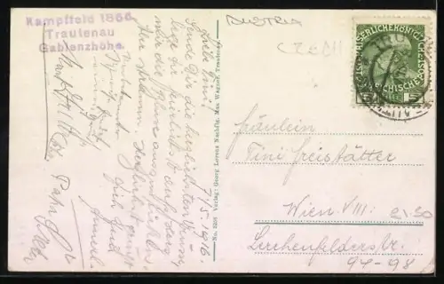 AK Trautenau / Trutnov, Partie an einer Kapelle, Gedicht