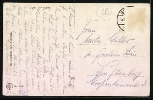 AK Alltagsszenen mit Puppen nachgestellt, Mädchen auf der Wippe