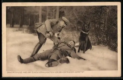 AK Sanitätshund Ago hat einen Verwundeten vor den erfrieren gerettet