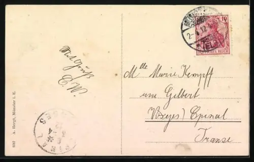 AK Münster, Rathausplatz mit Wettersäule