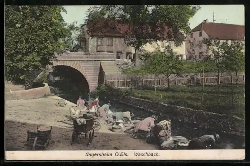 AK Ingersheim /O.Els., Wäscherinnen am Waschbach