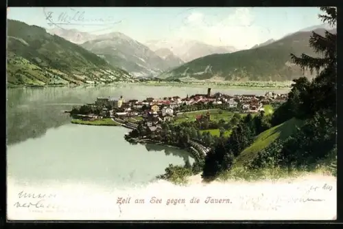 AK Zell am See, Ansicht gegen die Tauern